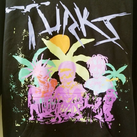 NAV XO Men's Hoodie Turks Sz Medium Black Colorful Graphic Pullover Weeknd - Picture 2 of 7